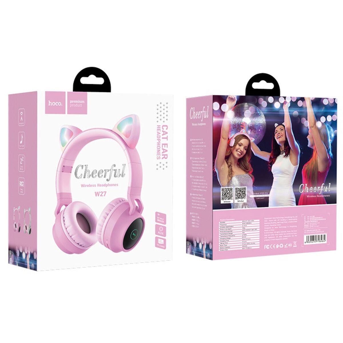 Бездротові навушники HOCO W27 Cat Ear Wireless Headphones Bluetooth з LED підсвічуванням Pink (000118) - фото 9