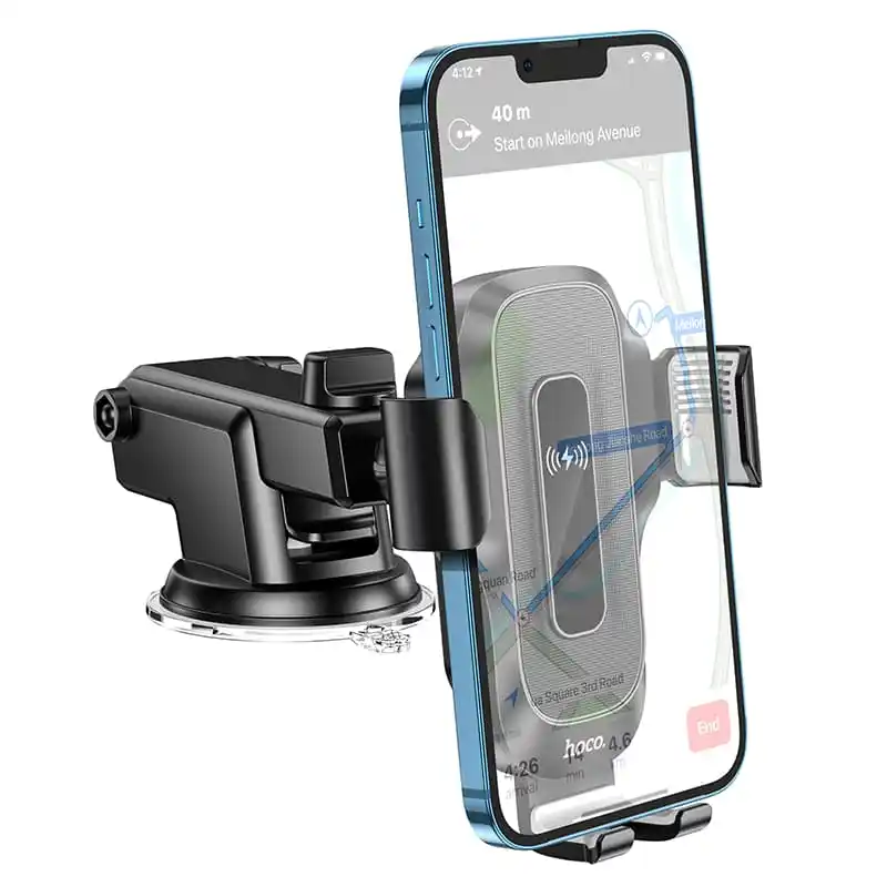 Автотримач для телефону з БЗП Hoco HW3 Wise автоматична індукція Wireless Fast Charging Car holder center console Black (6931474791849) - фото 6 Автотримач для телефону з БЗП Hoco HW3 Wise автоматична індукція Wireless Fast Charging Car holder center console Black (6931474791849) - фото 6