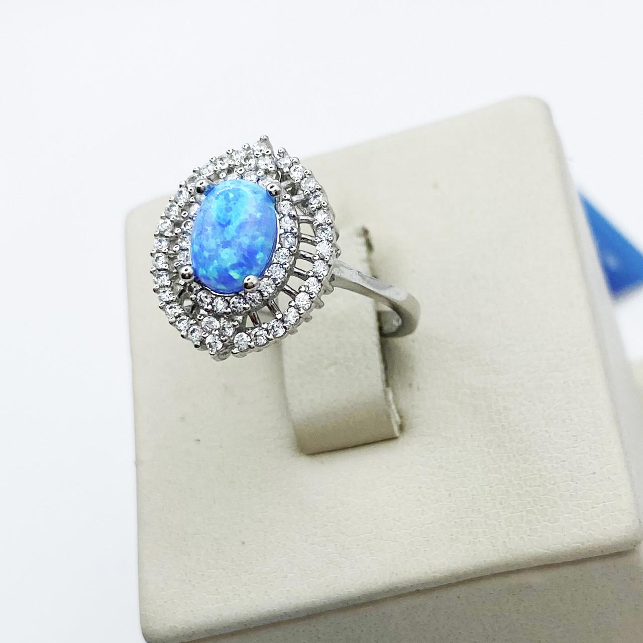 Кольцо серебряное с голубым опалом р. 18 3,08 г (1893377665) Кольцо серебряное с голубым опалом р. 18 3,08 г (1893377665)