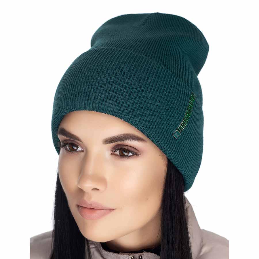 Шапка Leks Страза демісезонна з відворотом р. 53-57 Зелений