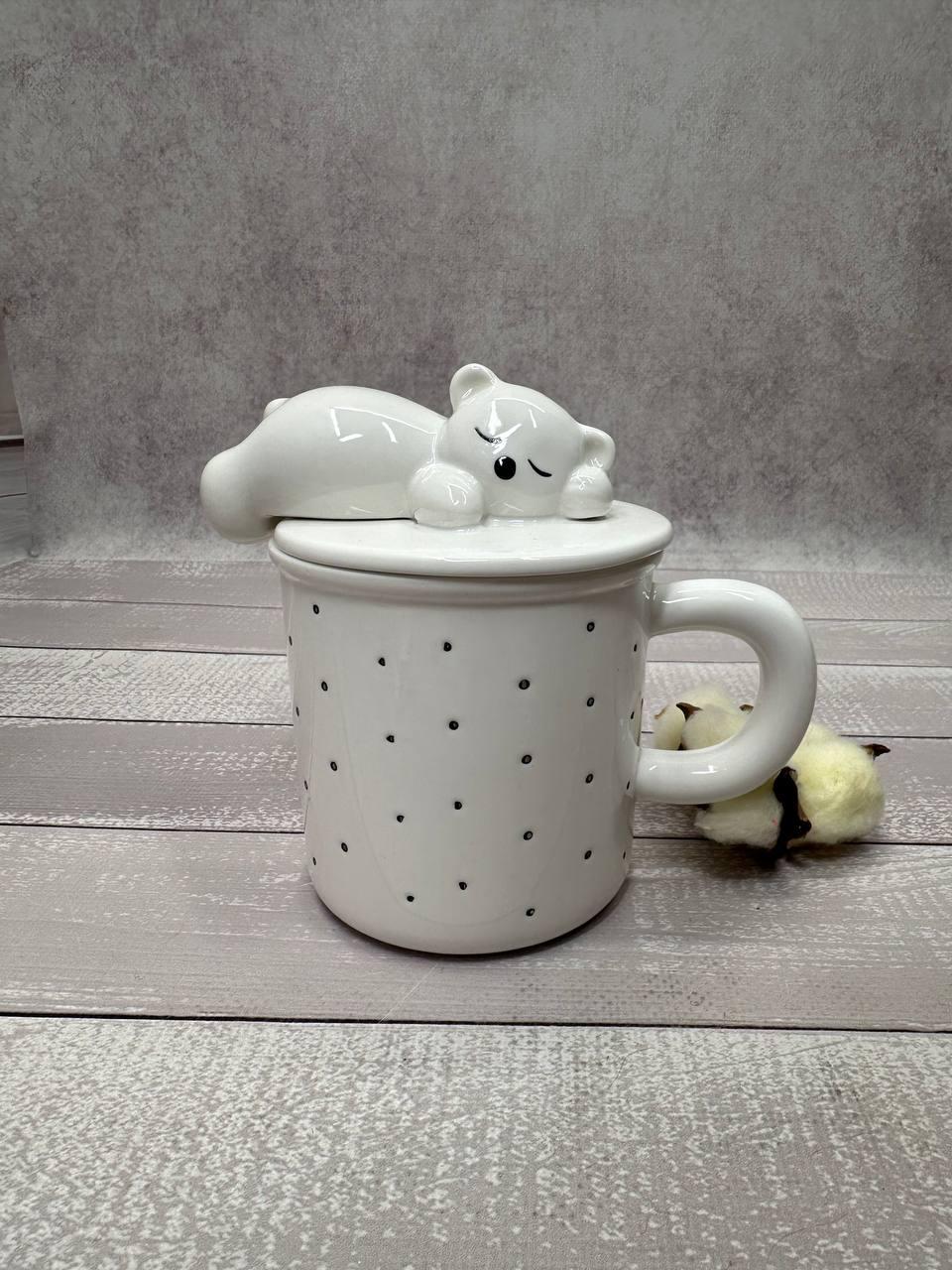 Чашка Olens з кришкою і ложкою Сонне ведмежа кераміка 400 мл Білий (8030-345) - фото 7 Чашка Olens з кришкою і ложкою Сонне ведмежа кераміка 400 мл Білий (8030-345) - фото 7