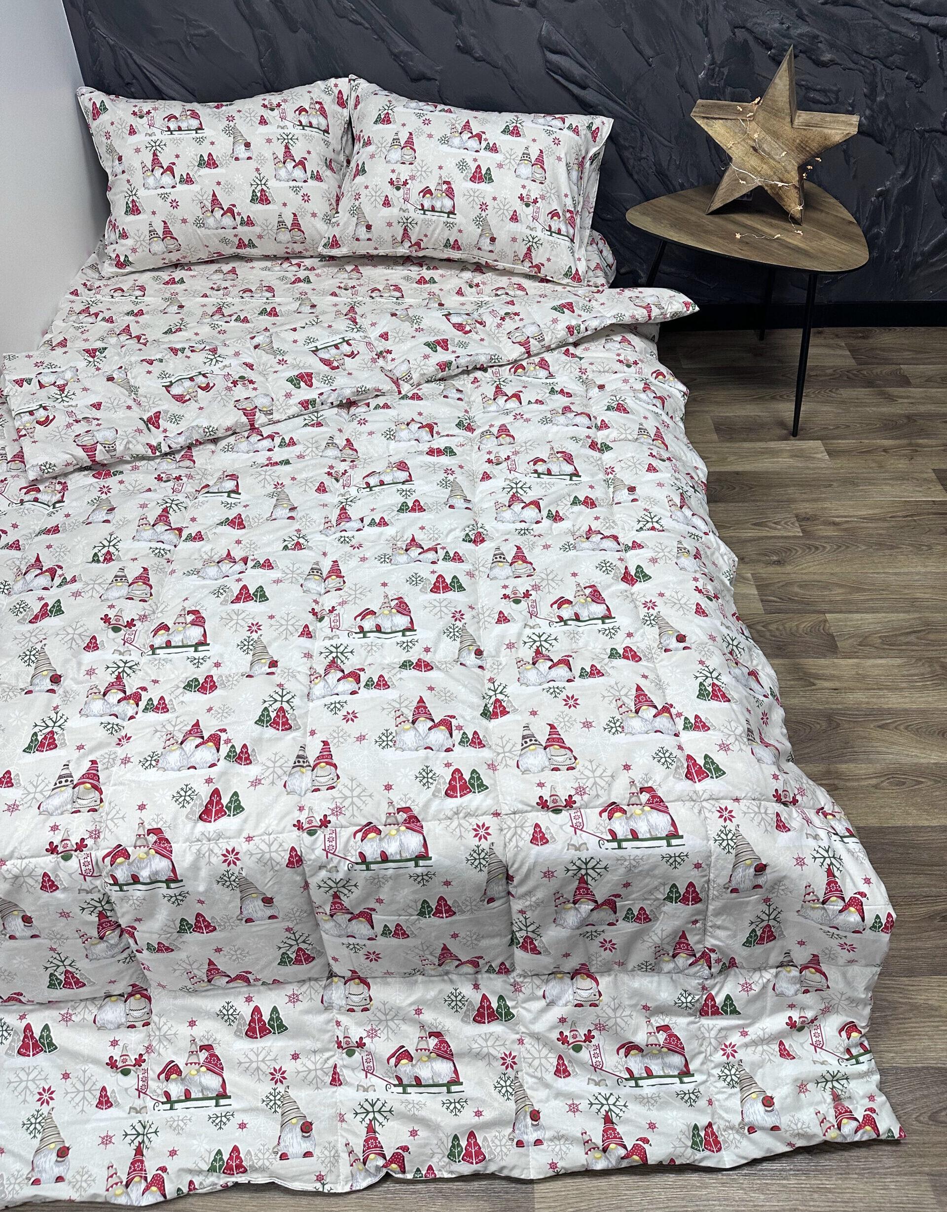 Комплект постельного белья Comfort Home X-mas Gnomes новогодний демисезонный 180х210 см - фото 2