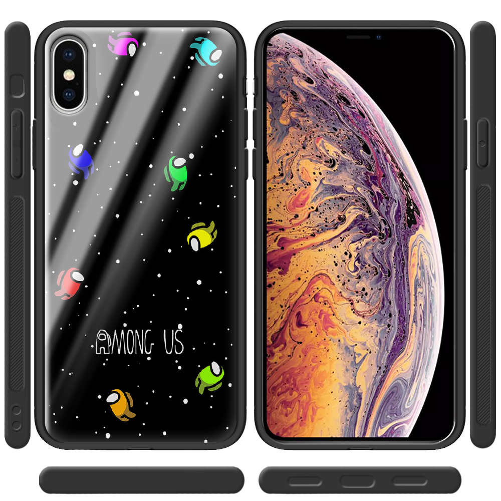 Чехол Boxface iPhone XS Max Among Us Invisible Черный силикон со стеклом (35321-bk76-37735) - фото 2