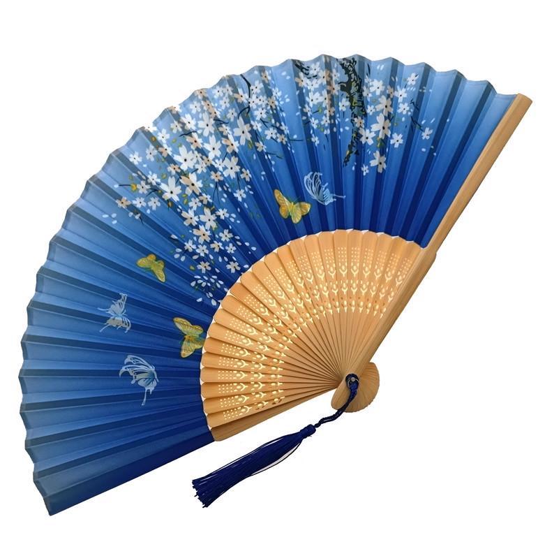 Веер деревянный 21х37 см Синий (C4639)