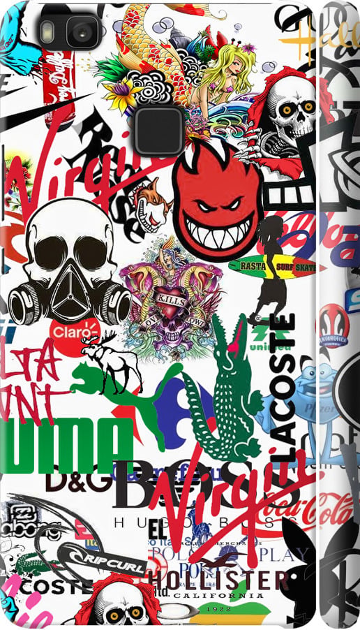 Чехол на Huawei P9 Lite Many different logos (4022m-298-42517) Чехол на Huawei P9 Lite Many different logos (4022m-298-42517)