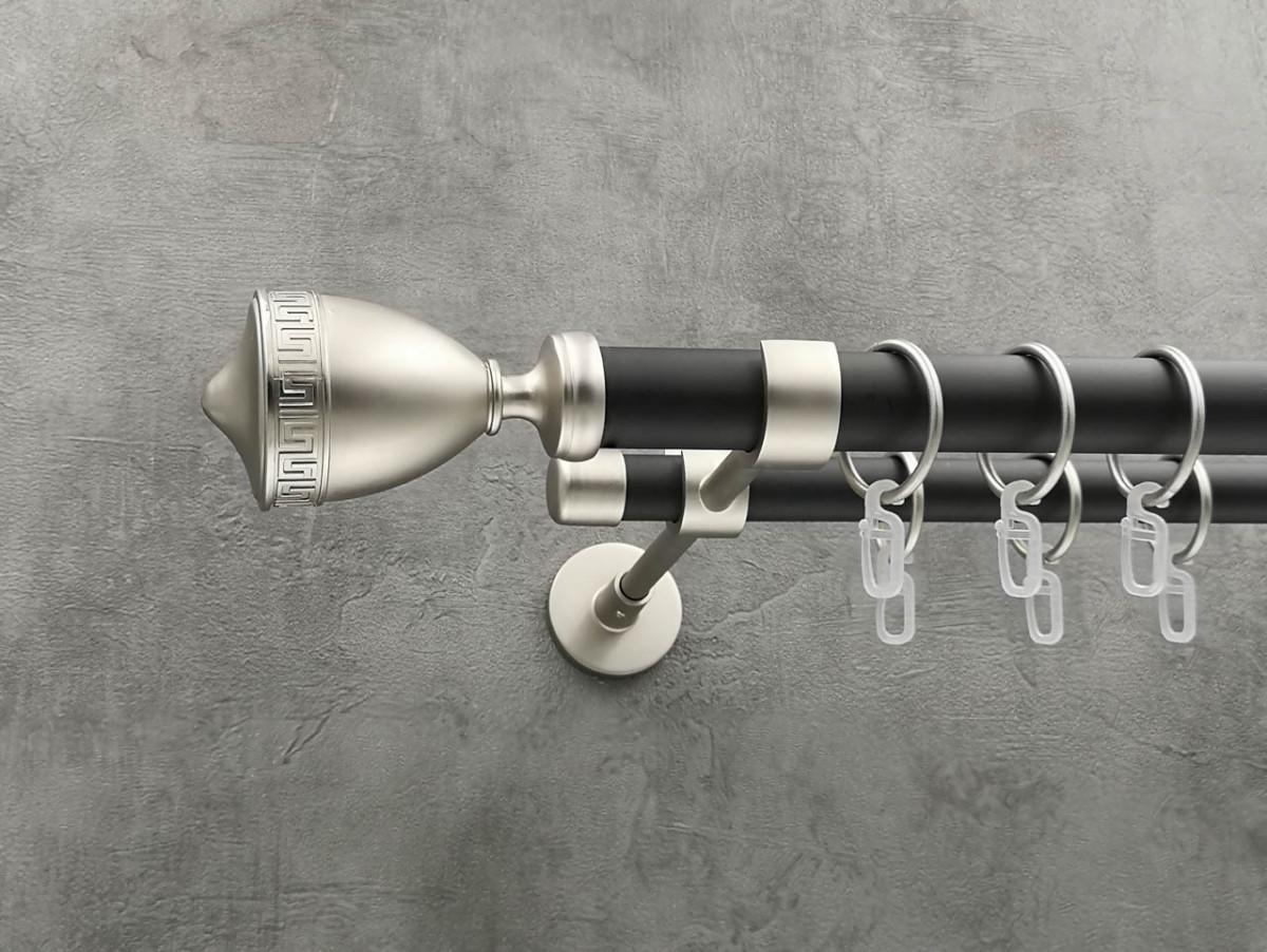 Карниз Quadrum Афина гладкая штанга двойной модерн 25/19 мм 240 см Сатин/Черный матовый (272279486)