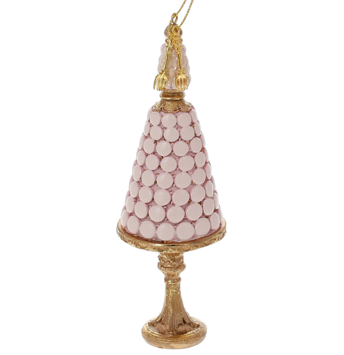 Фигурка новогодняя подвесная BonaDi Торт Macaron на подставке Розовый (838-422)