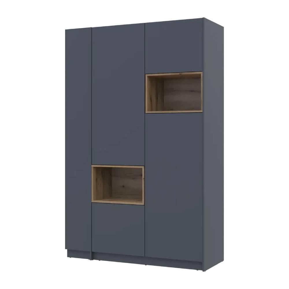 Шкаф с нишей и этажеркой Doros Дейл DRS-011723 2ДСП 143,2х52х220 см Графит/Дуб Эвок (44900335)