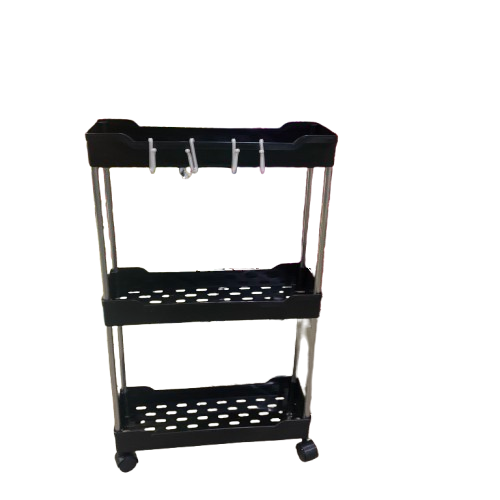 Этажерка на колесиках 3 яруса 60х35х13 см Черный (23864247) - фото 2