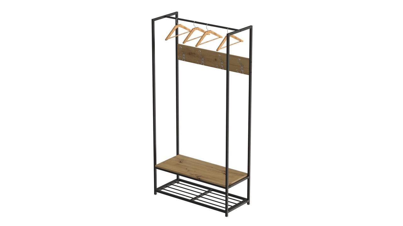 Вешалка напольная модульная Ferrum-decor Трелис 13 ДСП 16 мм 180x90x38 см Черный/Дуб Артизан (FRD-104327)