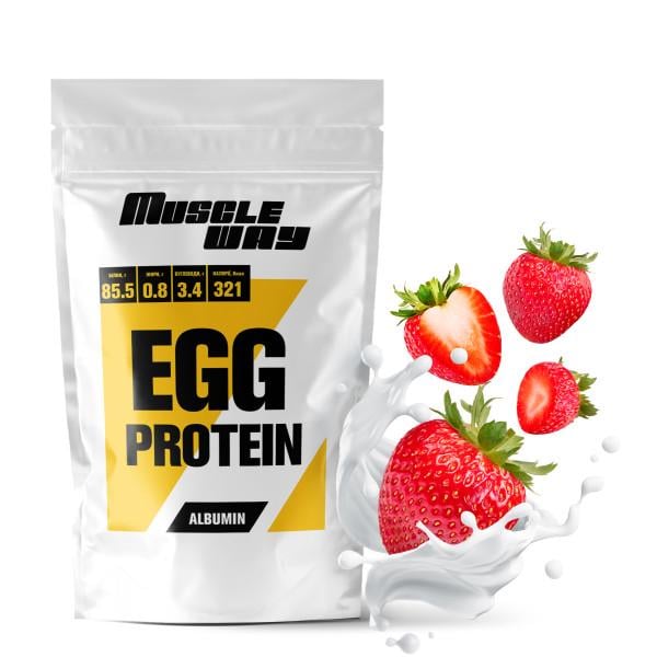 Протеин яичный MuscleWay 85,5% альбумин 500 г в порошке на 14 порций Клубника (21-125-alb-mw-rs500p)
