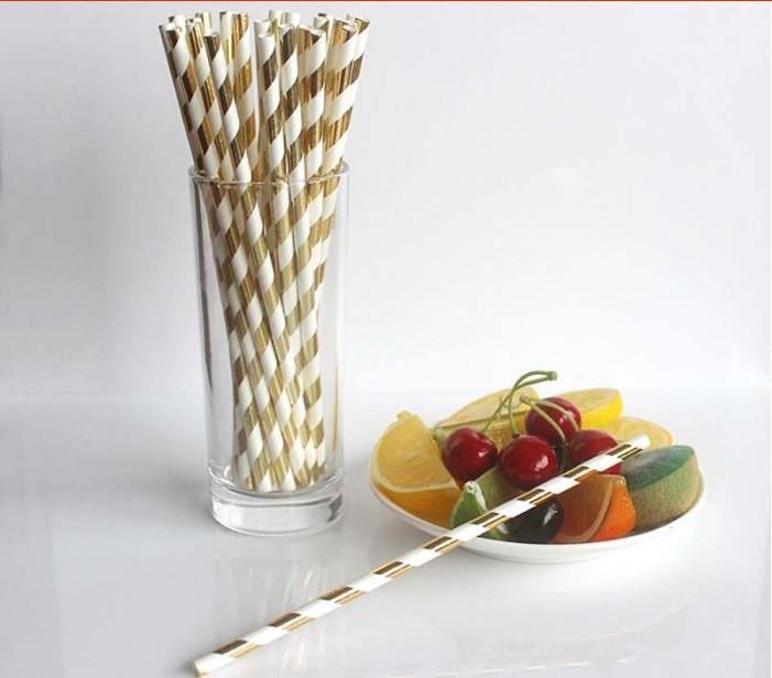 Трубочки коктейльные 25 шт. 20 см Золотисто-белый (2108/2) - фото 2