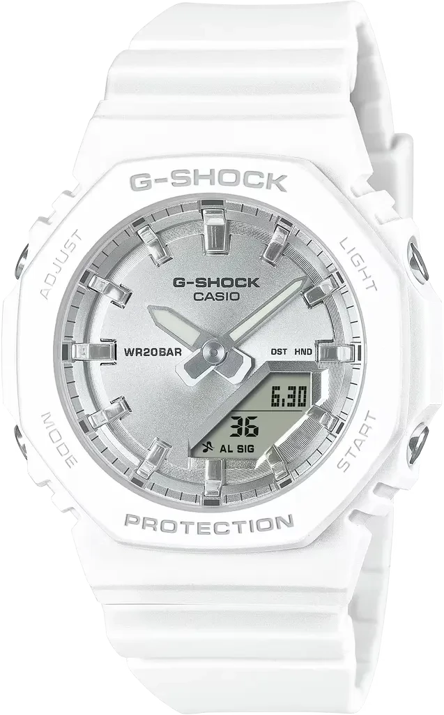 Наручний годинник жіночий Casio G-Shock GMA-P2100VA-7AER ударостійкий з водозахистом 200 м та сріблястим циферблатом