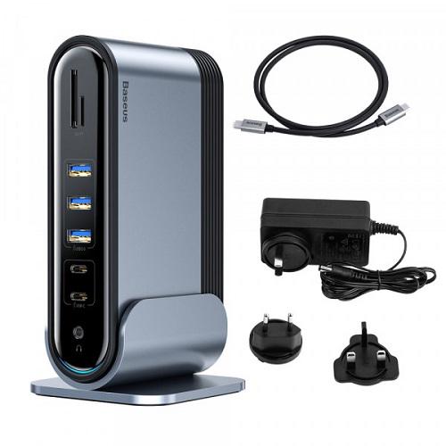 Док-станція USB3.2 Type-C BASEUS CAHUB-DG0G 3xHDMI/2xUSB-C/5xUSB/RJ45/SD/TRRS 3.5/PD 100W - фото 3