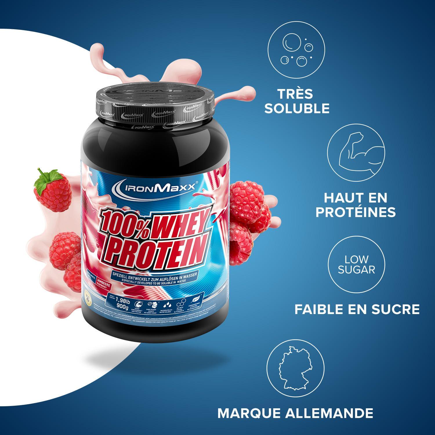 Протеин Ironmaxx 100% Whey Protein Raspberry 900 г - фото 3