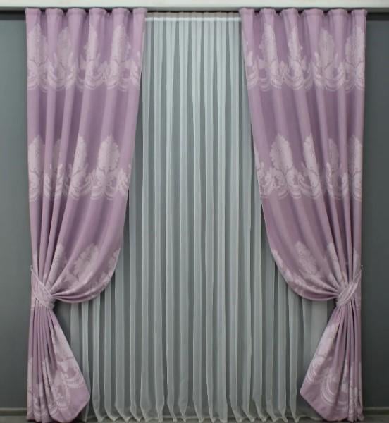 Комплект штор из полиэстера 1,5х2,7 м 2 шт. Сиреневый (1408ш)