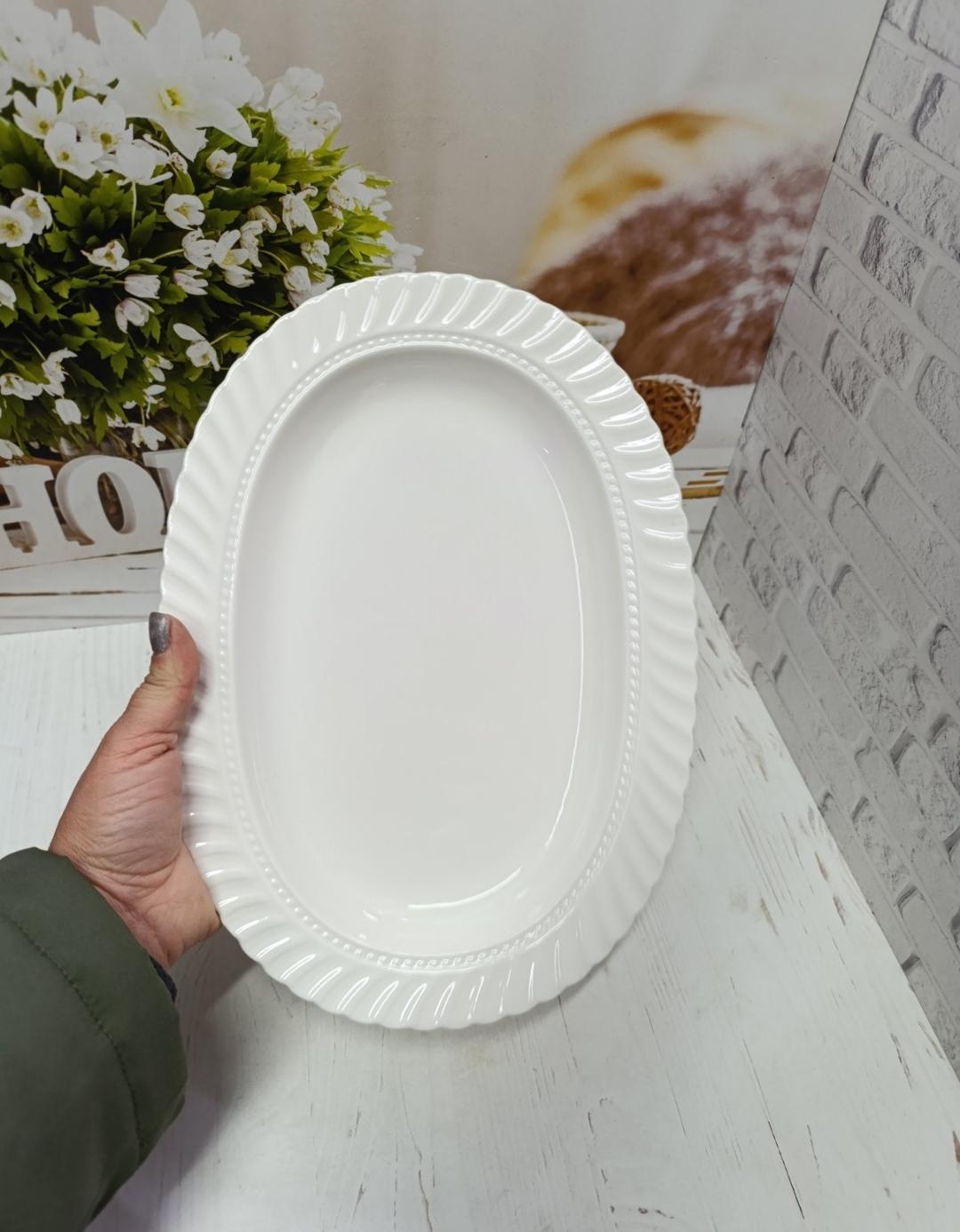 Блюдо сервировочное Stenson Lace фарфор 30,5х22х3 см (MC4867-12) - фото 2 Блюдо сервировочное Stenson Lace фарфор 30,5х22х3 см (MC4867-12) - фото 2