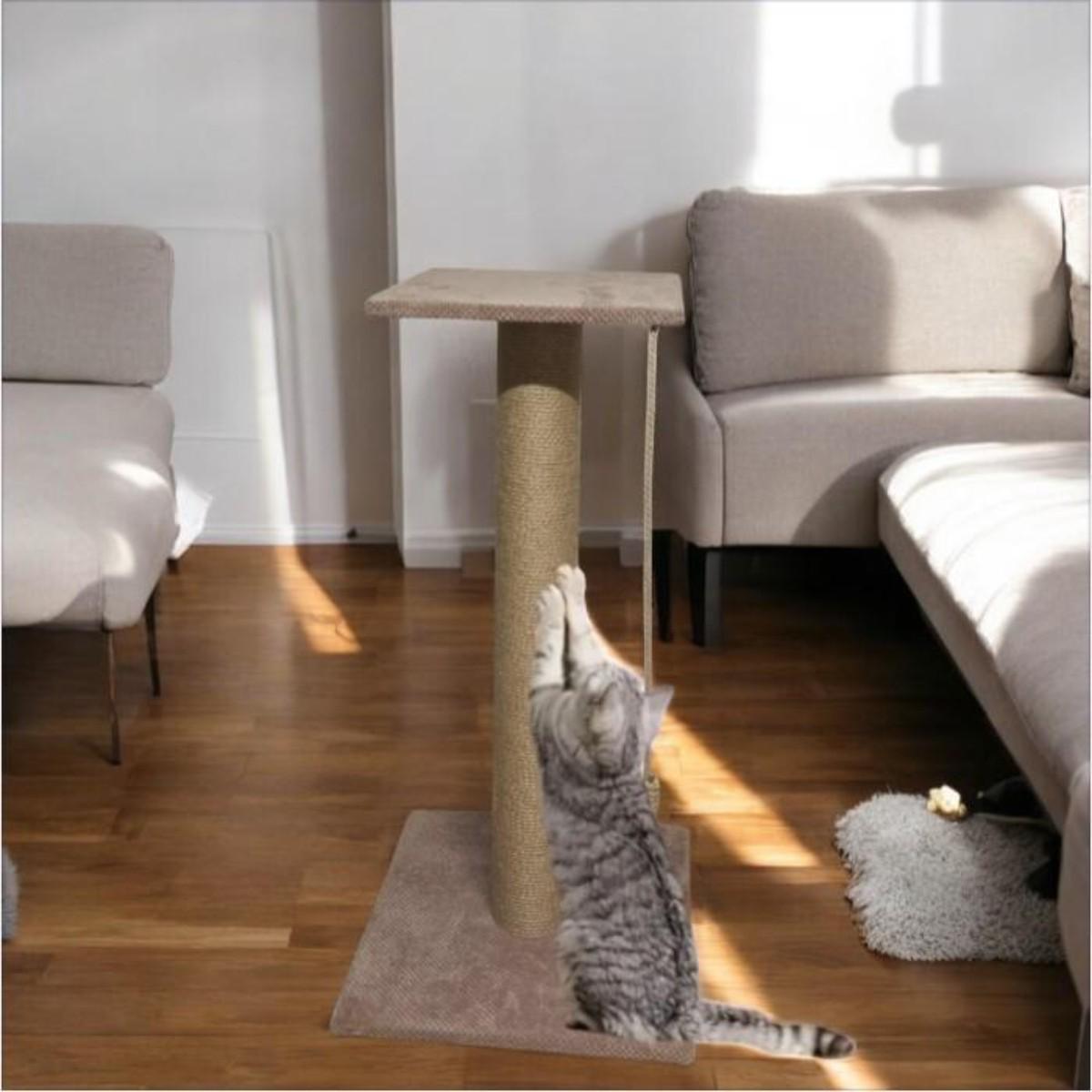 Когтеточка с полкой для кошек Scratching post столбик на подставке 80 см - фото 5 Когтеточка с полкой для кошек Scratching post столбик на подставке 80 см - фото 5