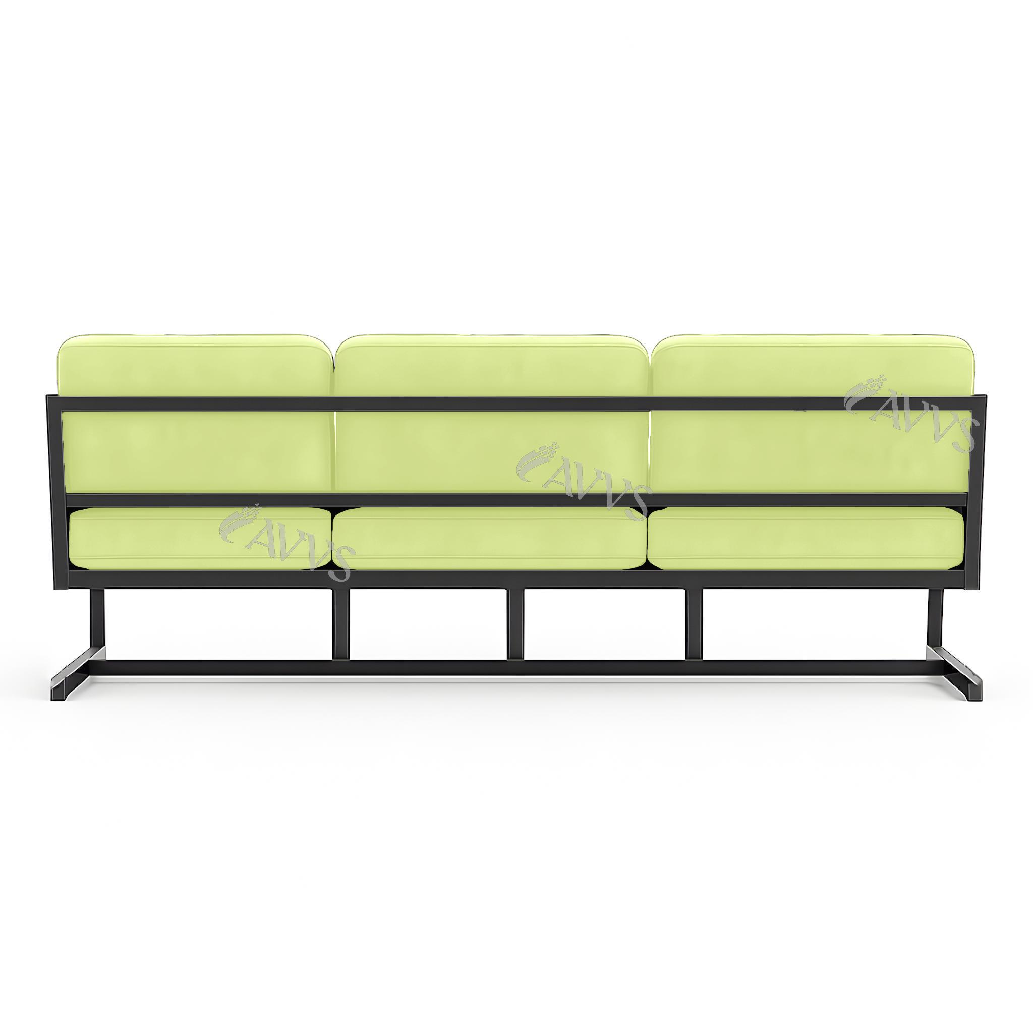 Диван металлический AVVS Атлас с подлокотниками лофт велюр 246 см Салатовый - фото 3