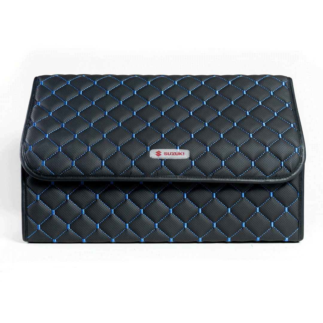 Сумка-органайзер с лого Suzuki в багажник CarsBAG Экокожа 30x50x30 см Черно-синий (acb-1036-8-30х50х30-033)