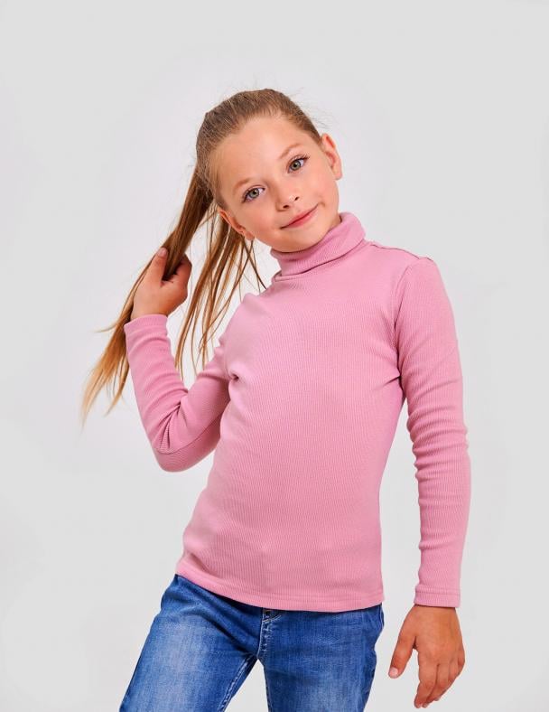 Гольф-стойка с отворотом для девочки Smil Кашкорс с начесом 170 см Холодный коралловый (114980)