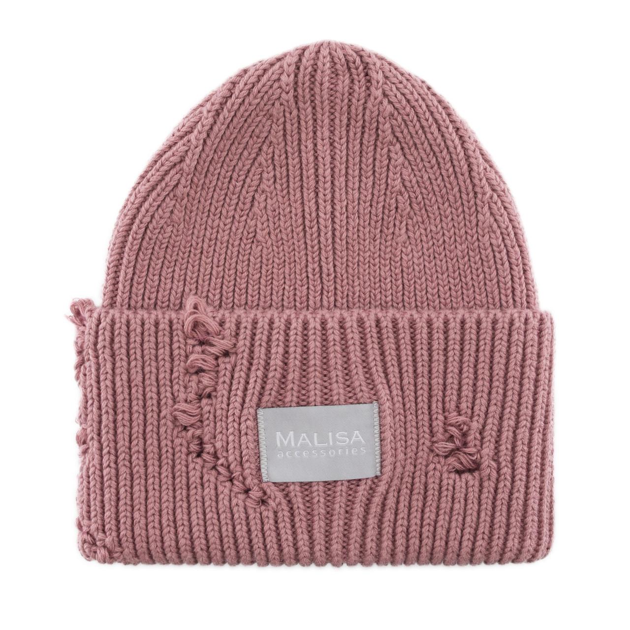 Шапка жіноча Malisa БРУНО без підкладки рвана з емблемою на відвороті one size Цикламен (269752) - фото 1