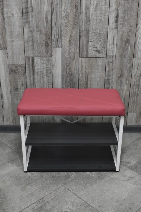 Банкетка для взуття металева з м'яким сидінням 32х47х60 см Червоний (28375244)