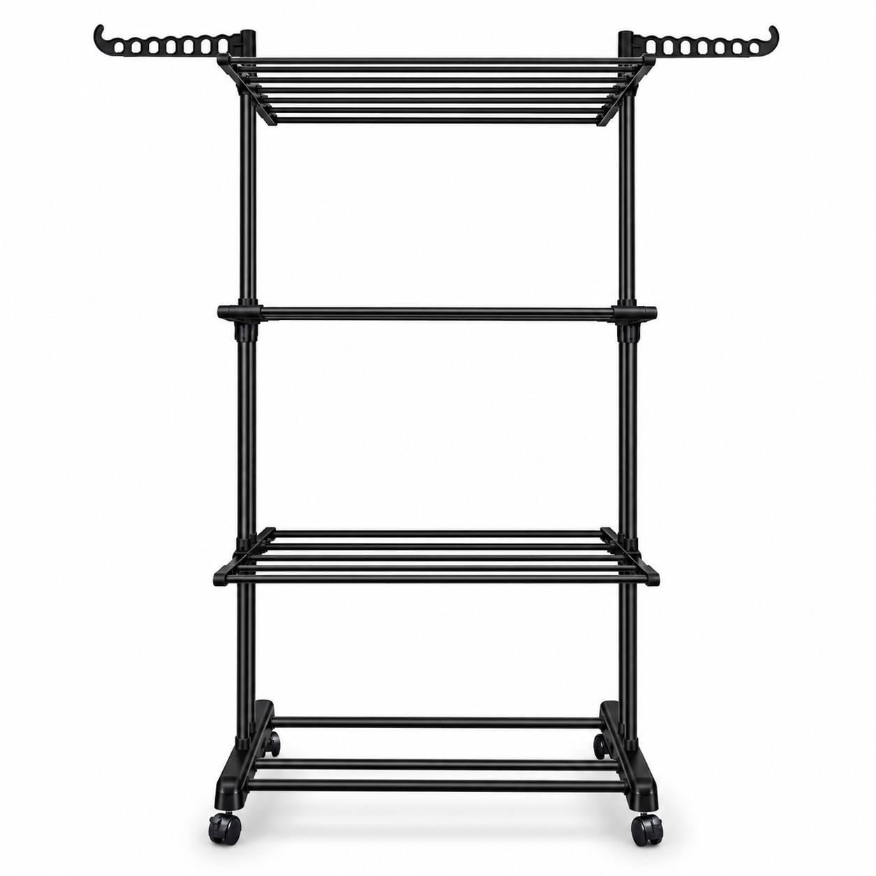 Сушилка для белья складная Garment Rack With Wheels на колесах Черный (M1055) Сушилка для белья складная Garment Rack With Wheels на колесах Черный (M1055)