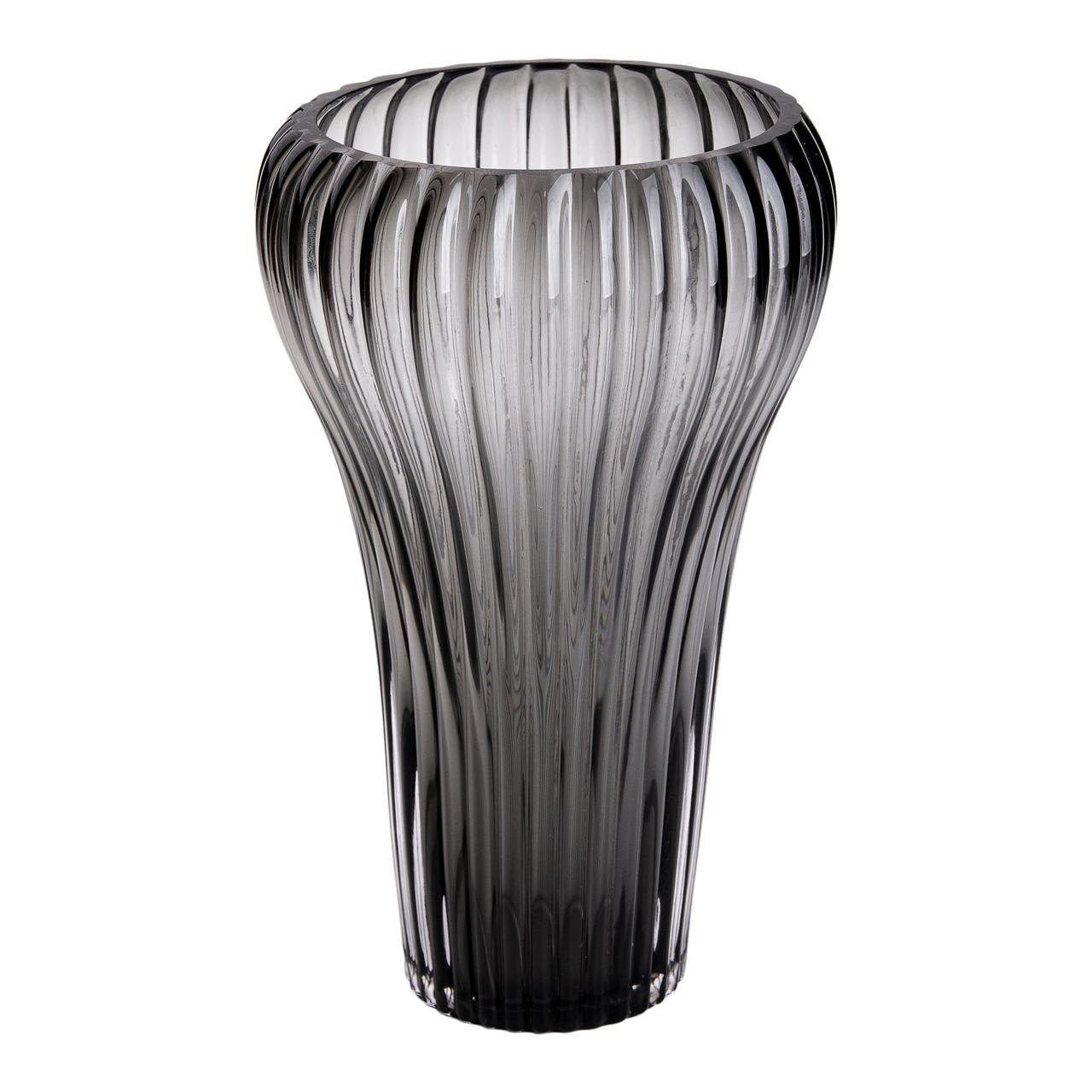 Стеклянная ваза декоративная фигурная 27,5 см Серый