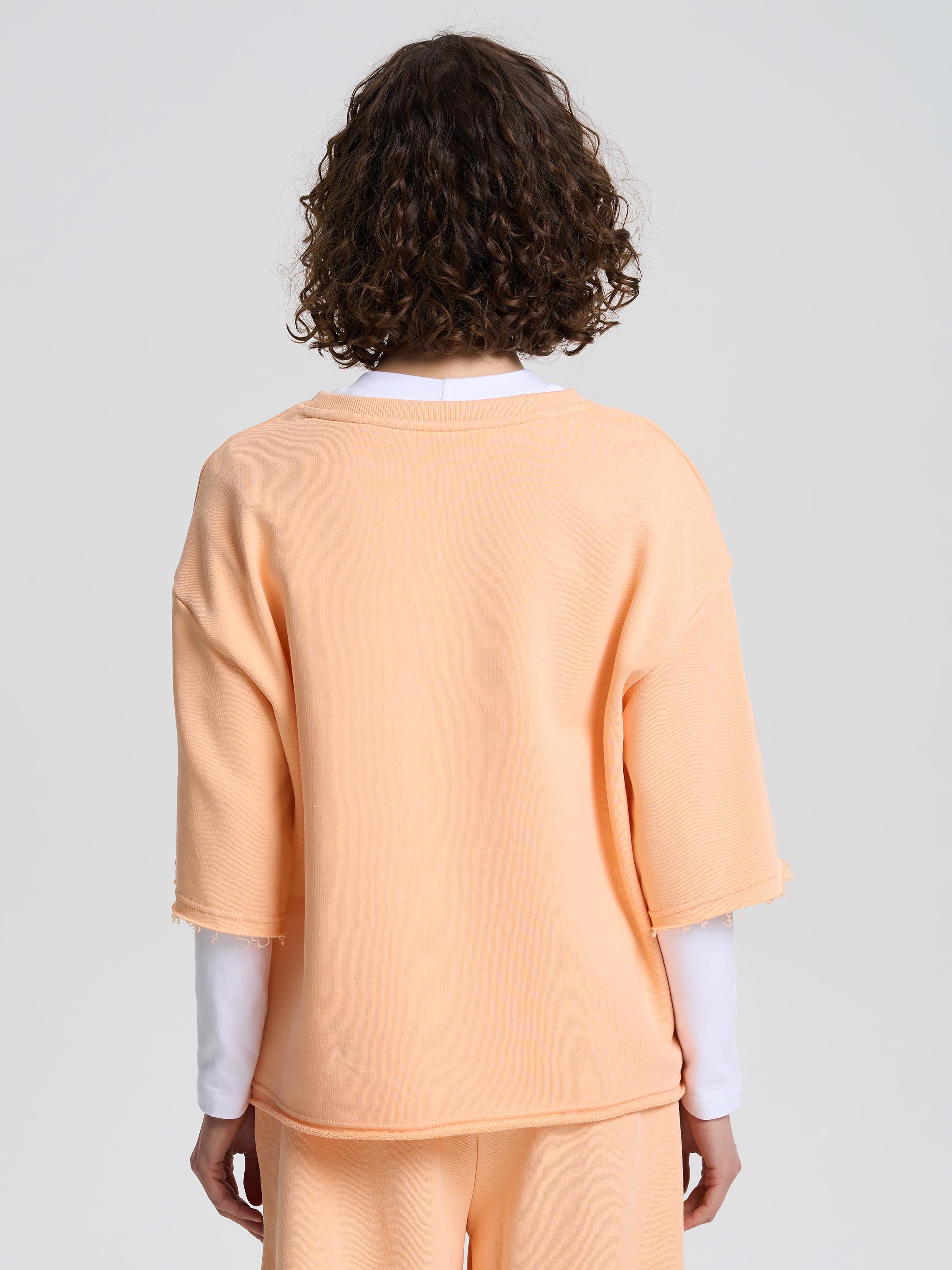 Футболка жіноча щільна з необробленим краєм ROZA 240607 XL Персиковий (4824005717840) - фото 3