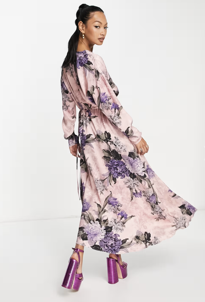 Сукня Asos BKK21973 Квіти M Рожевий
