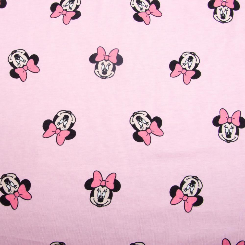 Ткань трикотаж кулир с детским рисунком Микки 150 г/м2 160 см Розовый (27364)