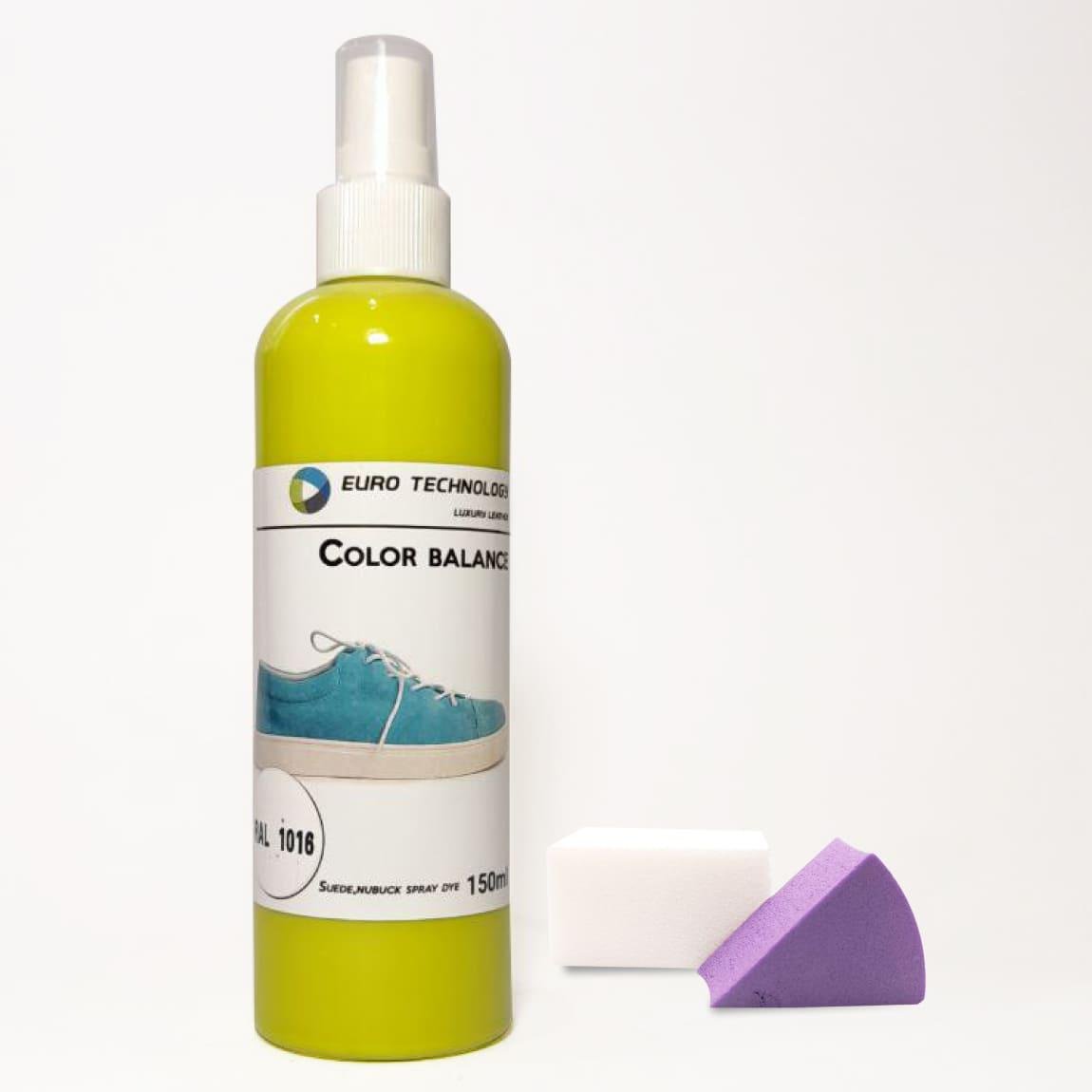 Спрей-фарба Euro Technology для замші/велюру/нубуку 150 мл Жовта сірка RAL 1016 - фото 1 Спрей-фарба Euro Technology для замші/велюру/нубуку 150 мл Жовта сірка RAL 1016 - фото 1