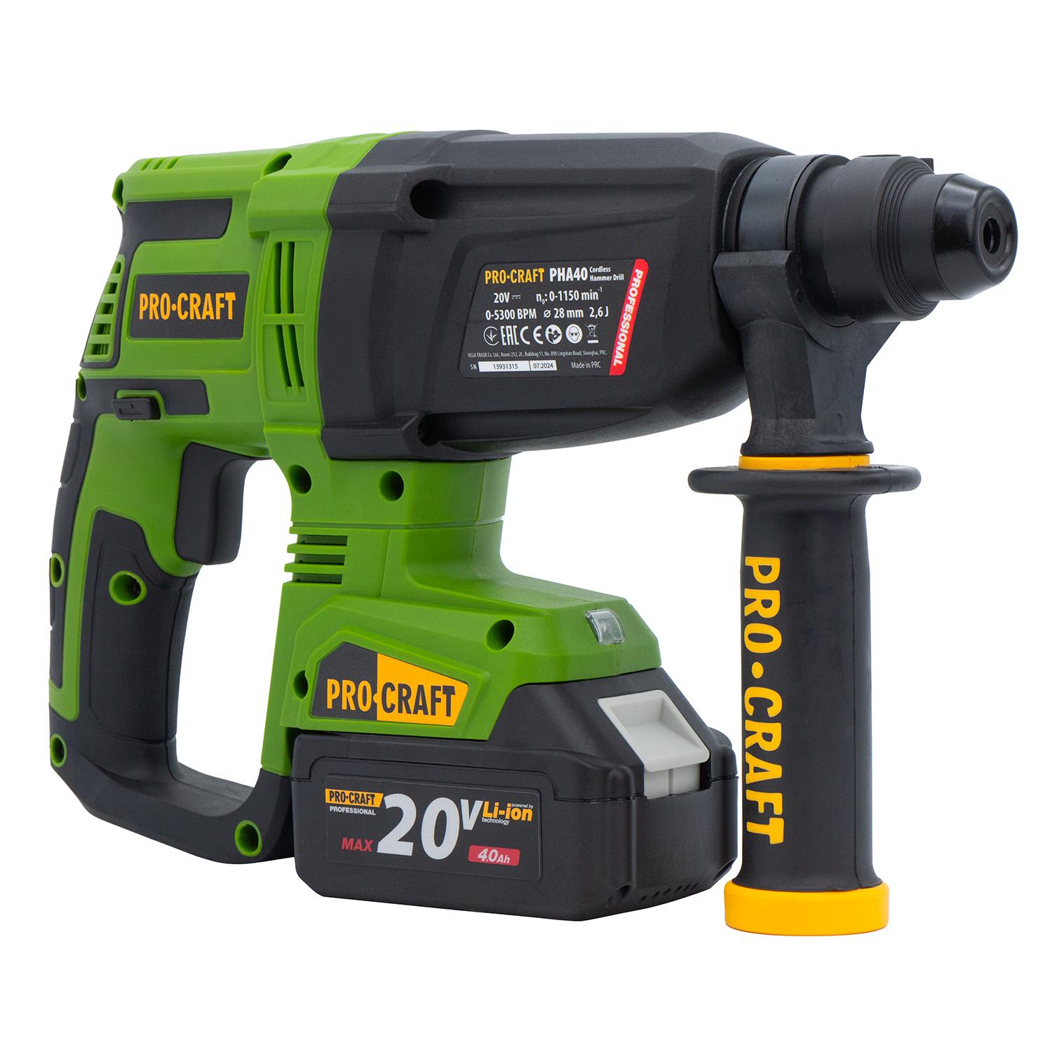 Перфоратор акумуляторний Procraft PHA40 кейс без АКБ та ЗП (030041) - фото 3 Перфоратор акумуляторний Procraft PHA40 кейс без АКБ та ЗП (030041) - фото 3