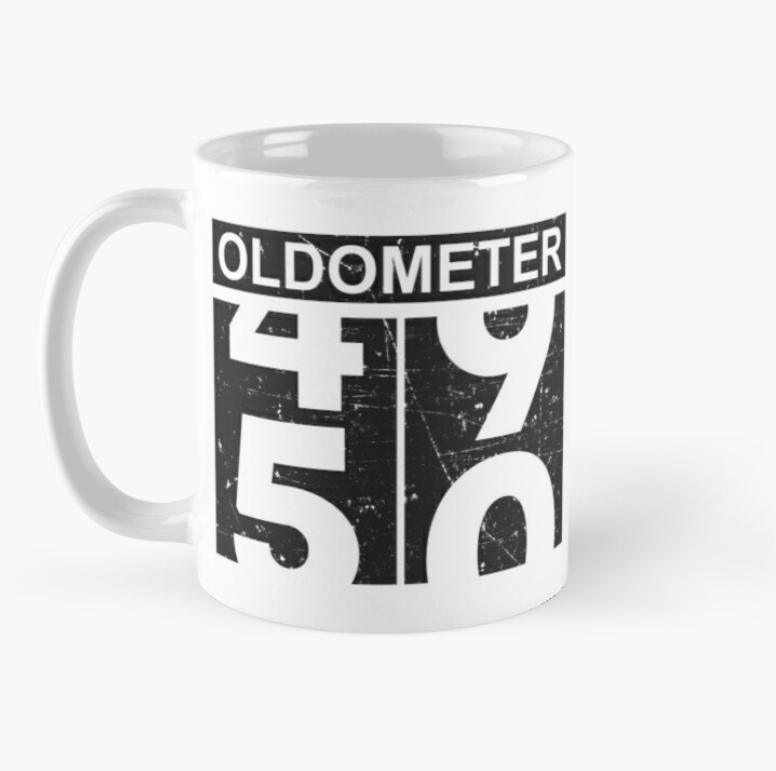 Чашка керамическая с принтом "Oldometer" 50 день рождения 330 мл Белый (ПН136Ч)