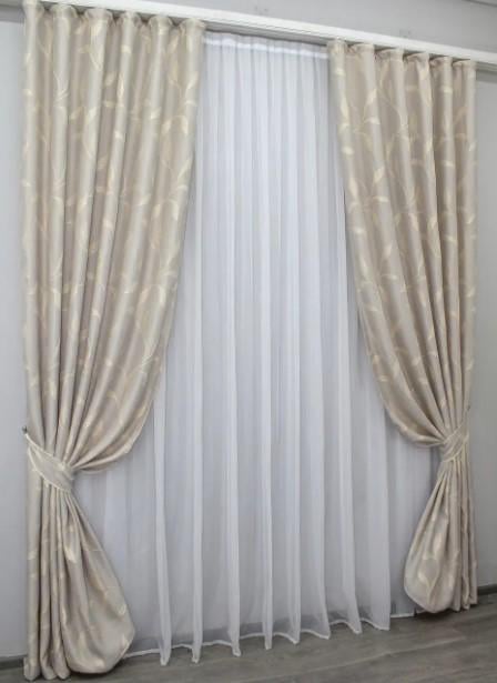 Комплект штор с подвязками Корона Мария лен/блекаут/рогожка 1,5х2,7 м 2 шт. Светло-серый (669ш) - фото 3 Комплект штор с подвязками Корона Мария лен/блекаут/рогожка 1,5х2,7 м 2 шт. Светло-серый (669ш) - фото 3