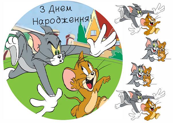 Картинка на торт вафельная Том и Джери 3 (6012)