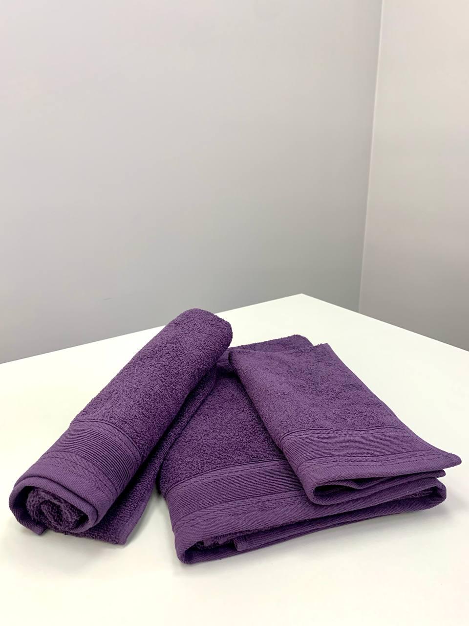 Комплект полотенец с бордюром 3 шт. 30х50/50х90/70х140 см Темно-фиолетовый (9911601)