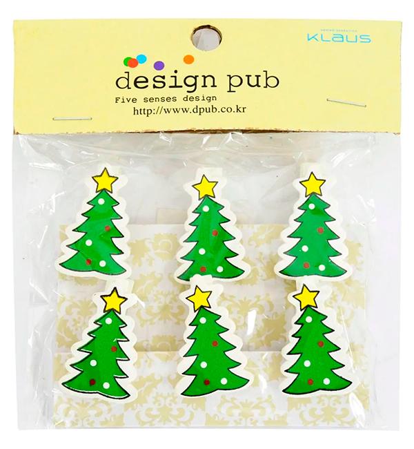 Прищепки лекоративные Елки 6 шт. 3,5 см