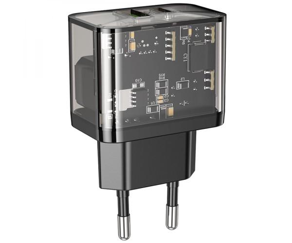 Зарядное устройство сетевое Hoco N34 Dazzling PD20W/QC3.0 Black