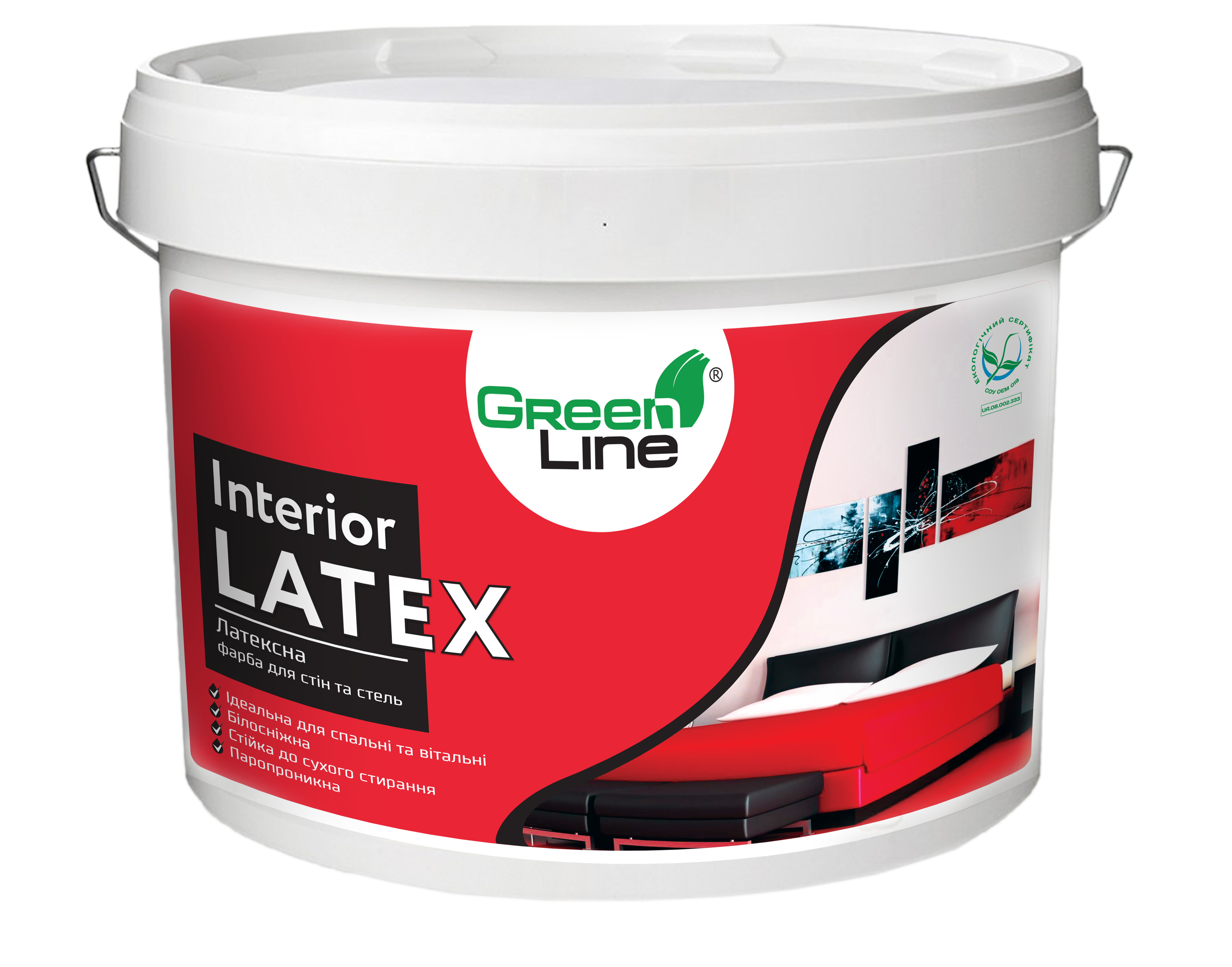 Латексная краска для стен и потолков ТМ Green Line Interior LATEX 3 л/ 4,5 кг (PPUA595793)