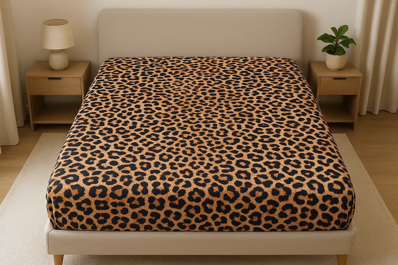 Простирадло на гумці двоспальне Леопард Бязь Голд 180х200 см (G-2000/-180х)