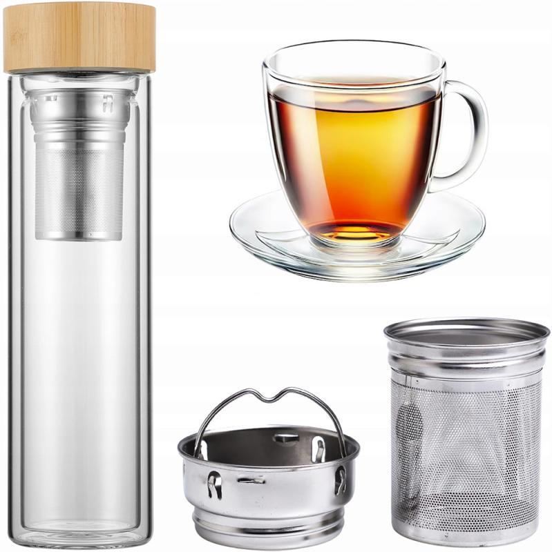 Пляшка скляна Kamille із заварником та подвійними стінками/бамбукова кришка 450 мл - фото 3 Пляшка скляна Kamille із заварником та подвійними стінками/бамбукова кришка 450 мл - фото 3