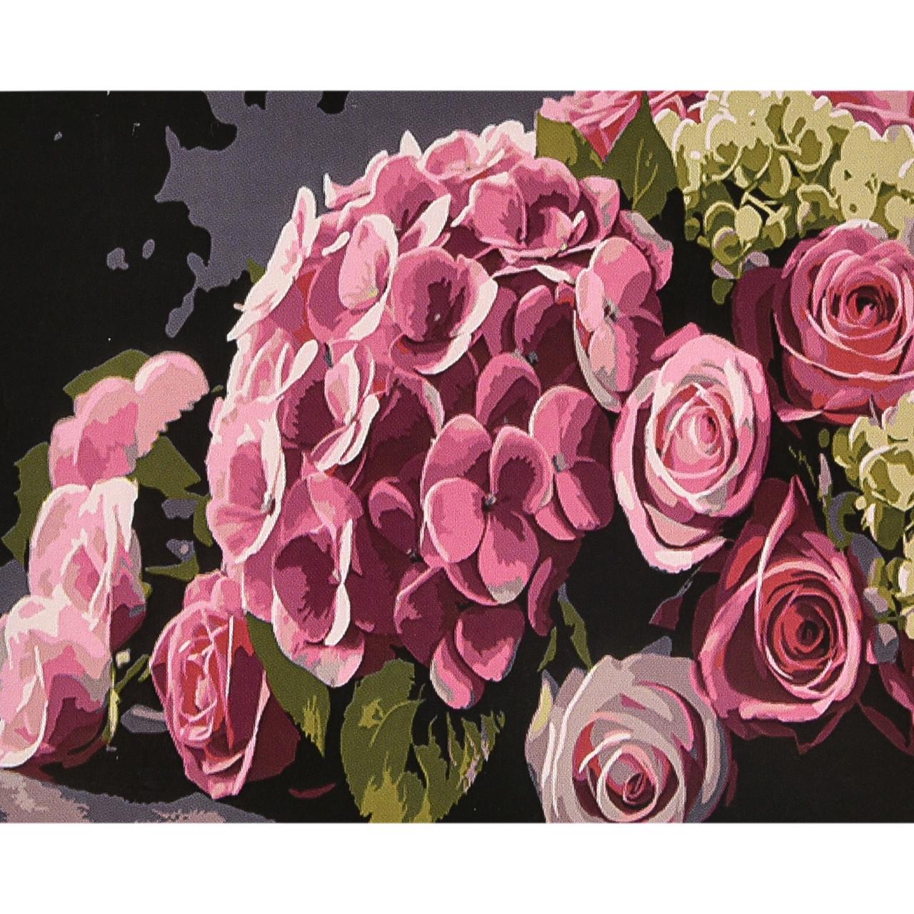Картина по номерам Strateg Премиум Цветение в розовых тонах с лаком и уровнем 40х50 см (VA-4614)