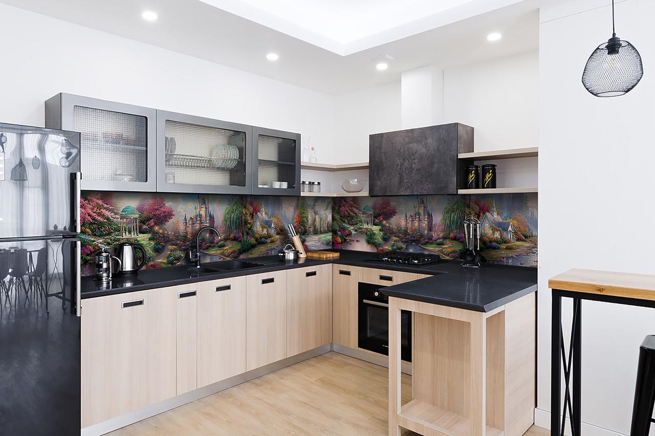 Кухонный фартук Сказка из самоклеющейся виниловой пленки 60х250 см Зеленый