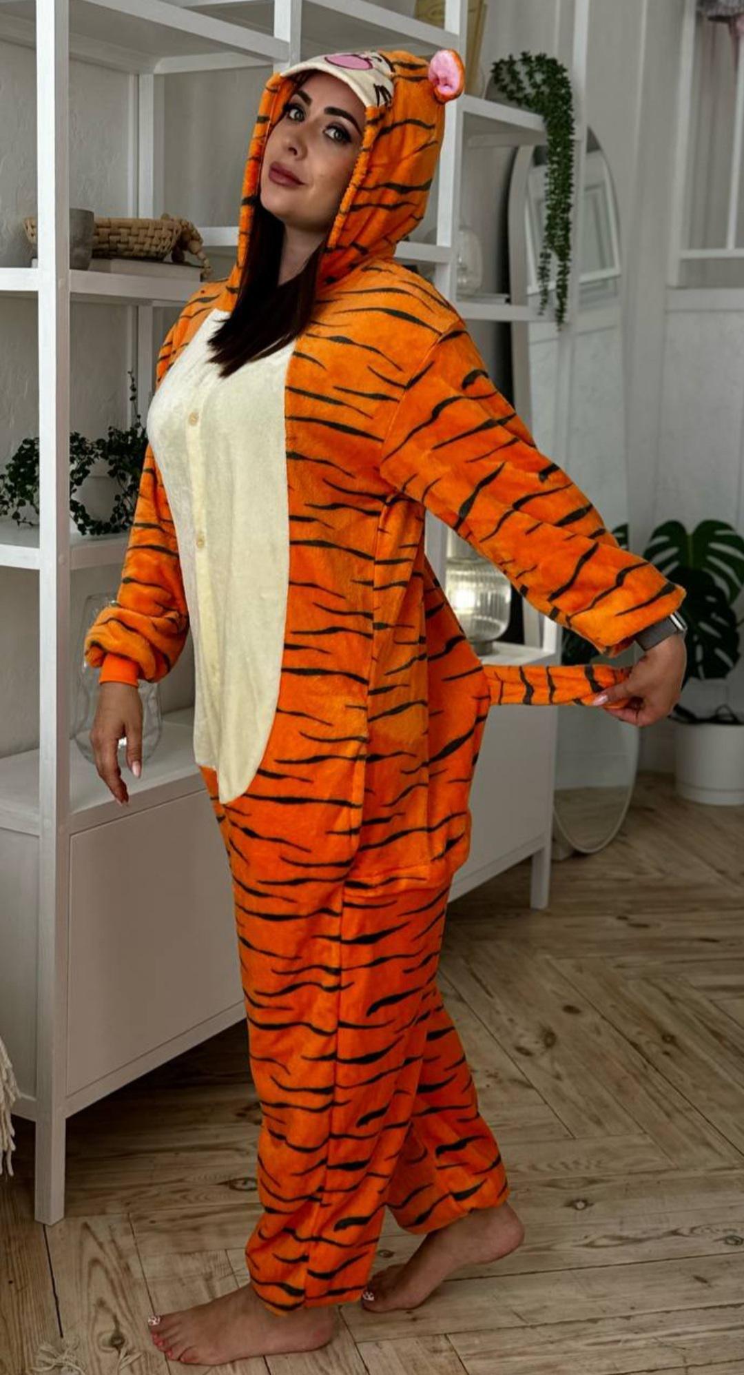 Кигуруми взрослый Тигр М Оранжевый
