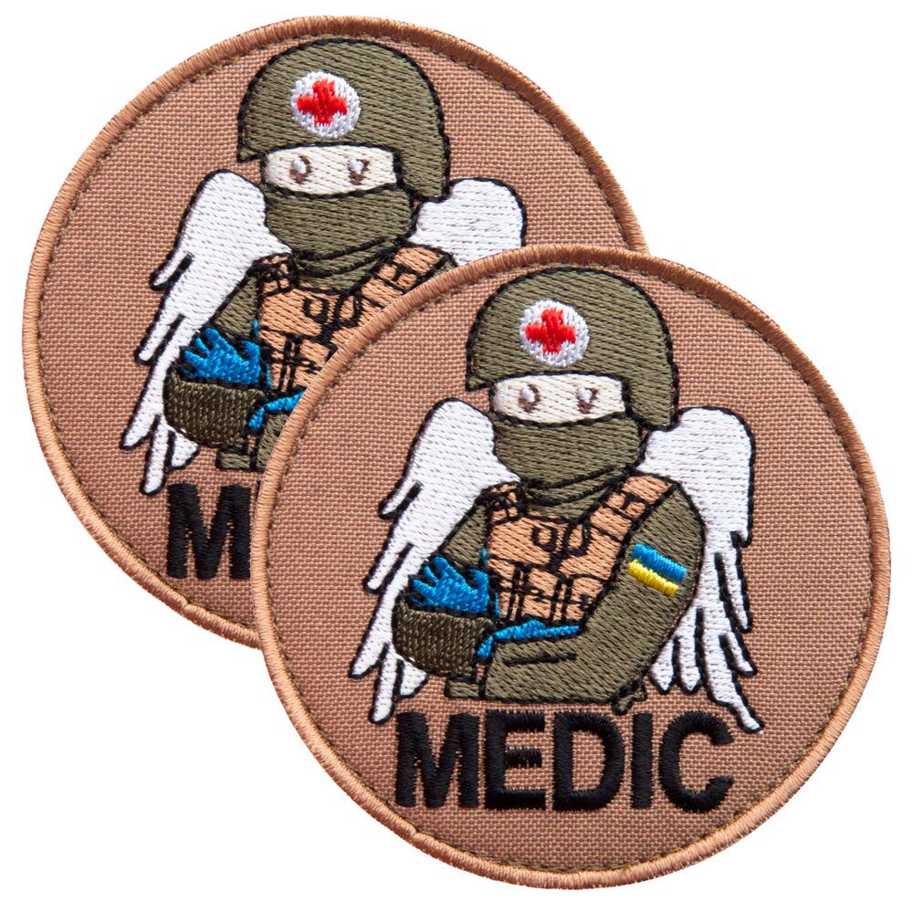 Набор шевронов на липучке "MEDIC" 7,5х7,5 см 2 шт. Беж (25425)