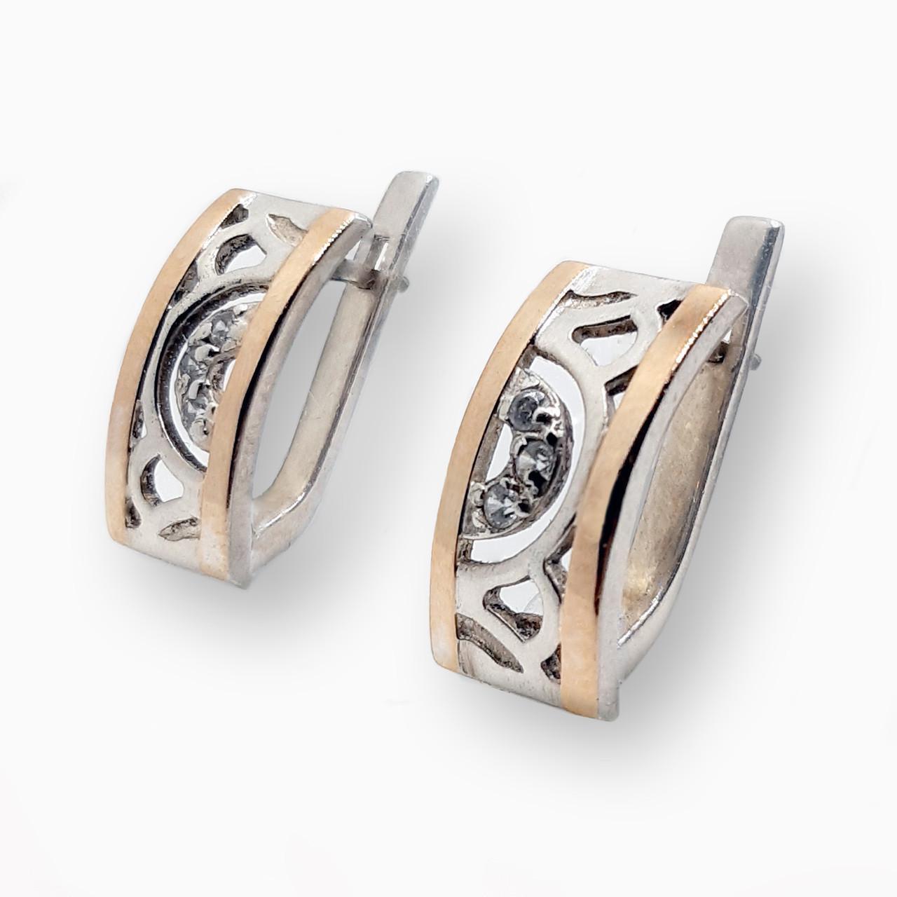 Серьги серебро золотая накладка 875° 3,61 г (362)