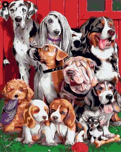 Картина по номерам Strateg Лохматые друзья 40x50 см без коробки (SR-SY6204)