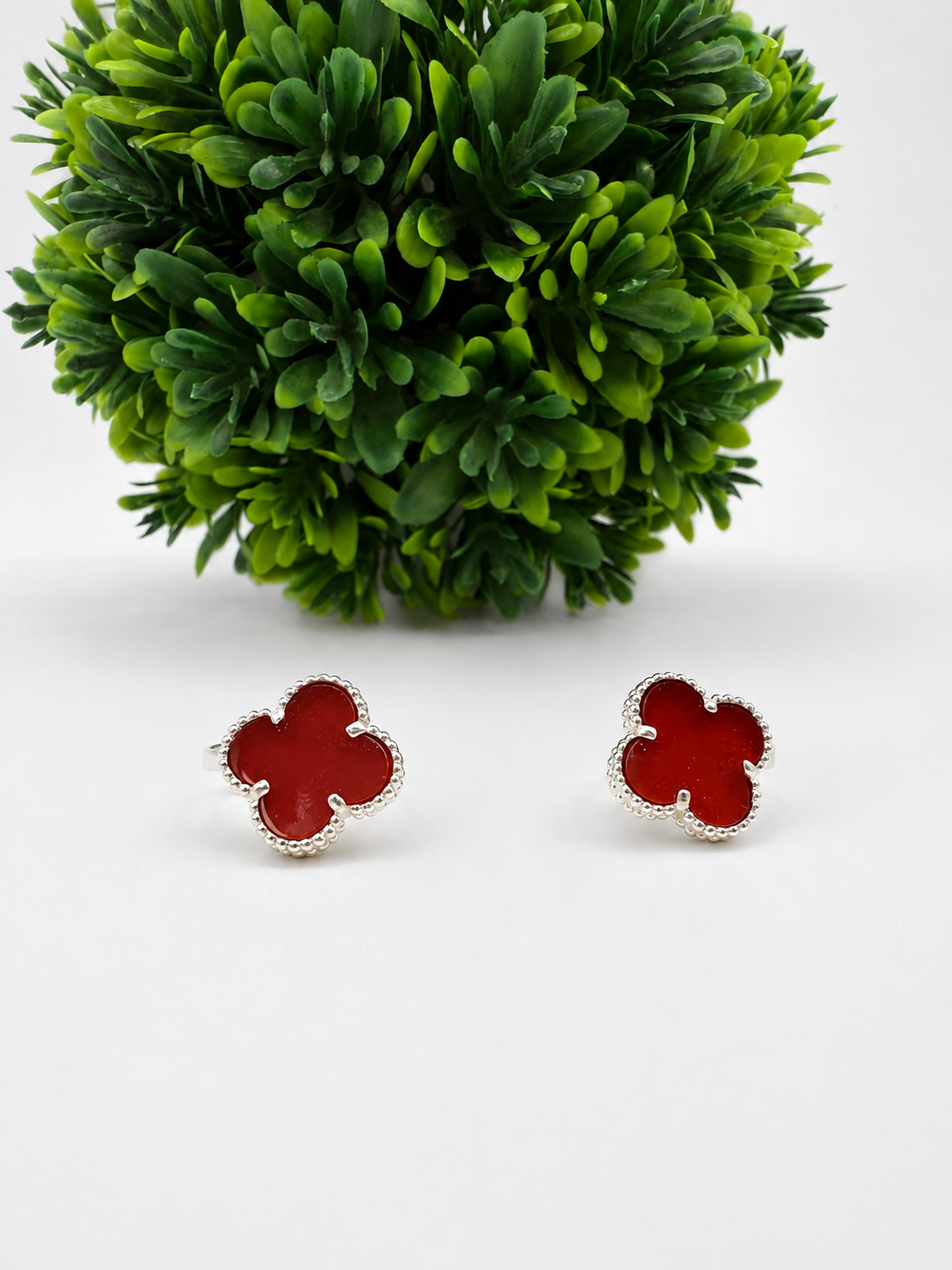 Серьги Ван клиф серебро 925 из камней агат Красный (3007892606)